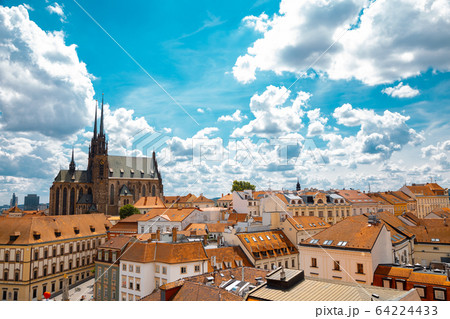 St. Peter and Paul's Cathedral and cityscape from Old Town Hall tower in Brno, Czech Republic 64224433