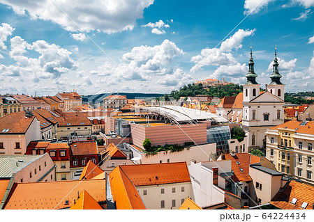Spilberk Castle and cityscape from Old Town Hall tower in Brno, Czech Republic 64224434