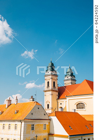 Church of the Assumption of the Virgin Mary and old town in Valtice, Czech Republic Church of the Assumption of the Virgin Mary and old town in Valtice, Czech Republic 64224592