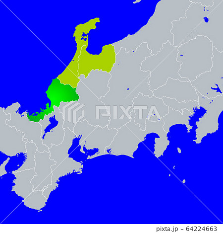 福井県地図と北陸地方のイラスト素材