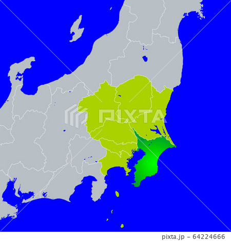 千葉県地図と関東地方のイラスト素材