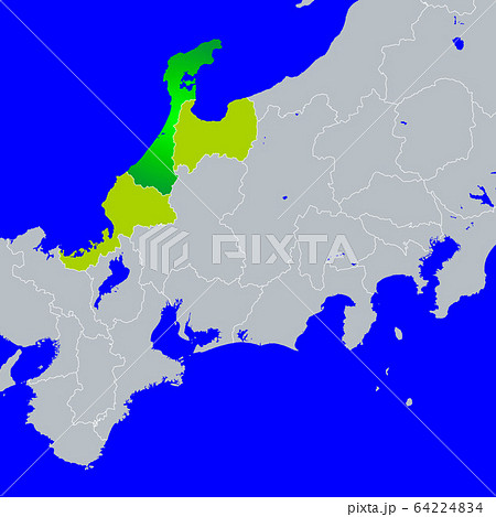 石川県地図と北陸地方のイラスト素材