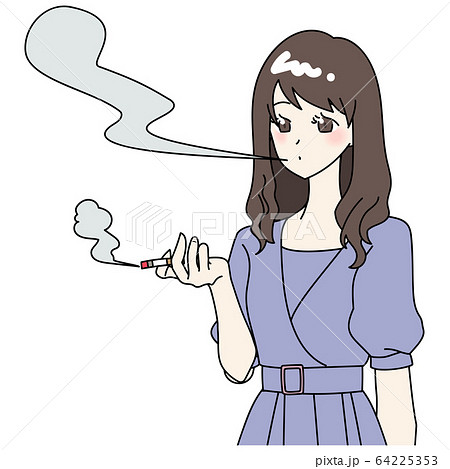 Woman smoking a cigarette 64225353