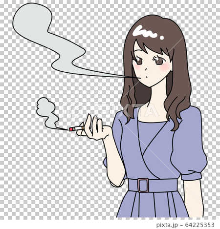 Woman smoking a cigarette 64225353