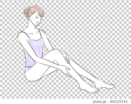ボディケアをする女性（薄紫） 64225541