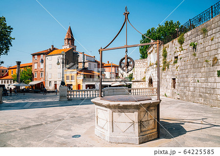 Five wells square and old town in Zadar, Croatia 64225585