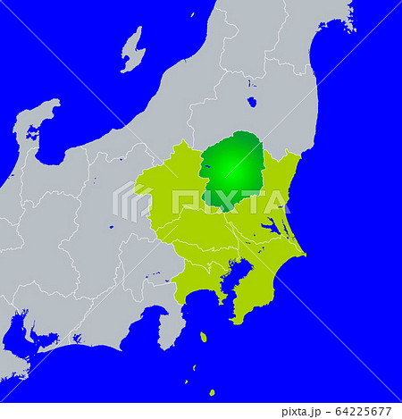 栃木県地図と関東地方のイラスト素材