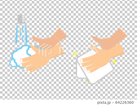 Icon: hand wash hand soap clean virus prevention manner set 64226360