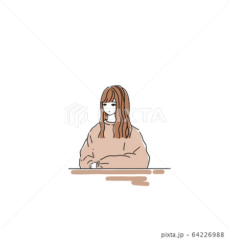 座っている女性のイラスト素材