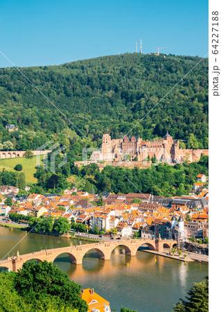 Heidelberg castle and old town panorama view from Philosopher's walk in Heidelberg, Germany 64227188