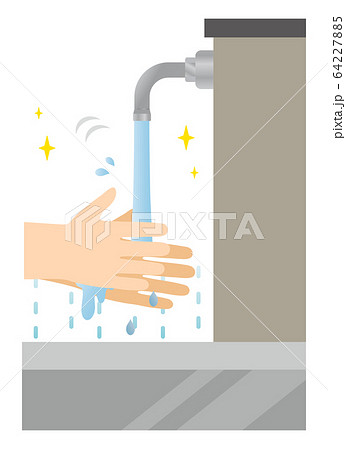 手を水で濡らす 64227885