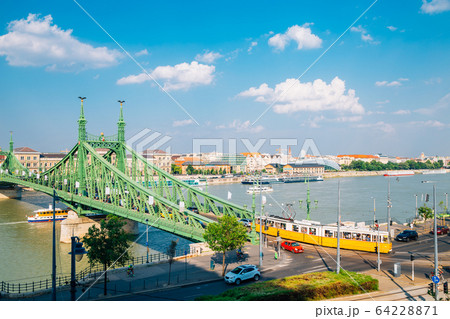 Liberty Bridge and cityscape with danube river in Budapest, Hungary 64228871