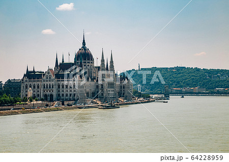 Hungarian Parliament Building with danube river in Budapest, Hungary 64228959