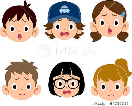 6種類の子どもたち困り顔のイラスト素材