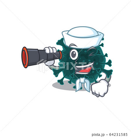 Coronavirus COVID 19 in Sailor cartoon character design with binocular Coronavirus COVID 19 in Sailor cartoon character design with binocular 64231585