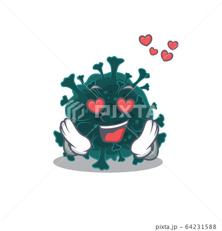 cute coronavirus COVID 19 cartoon character showing a falling in love face cute coronavirus COVID 19 cartoon character showing a falling in love face 64231588