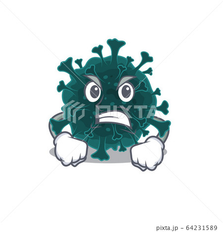 Coronavirus COVID 19 cartoon character design with angry face 64231589