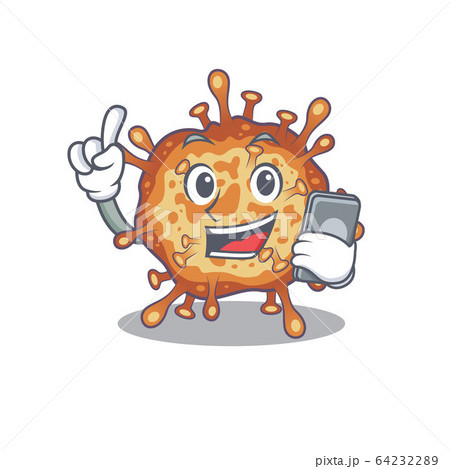 Mascot design of retro virus corona speaking on phone Mascot design of retro virus corona speaking on phone 64232289