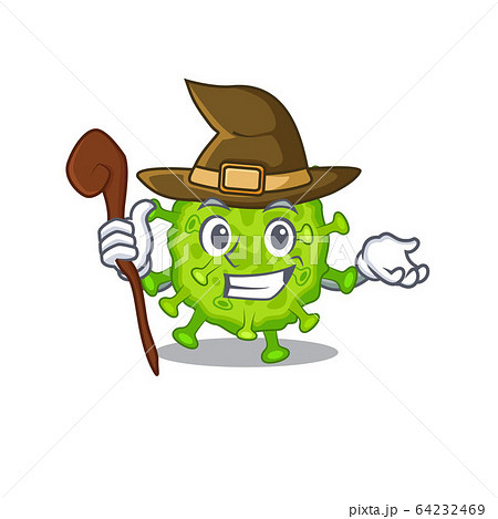 Cute and sneaky Witch virus corona cell cartoon design style Cute and sneaky Witch virus corona cell cartoon design style 64232469