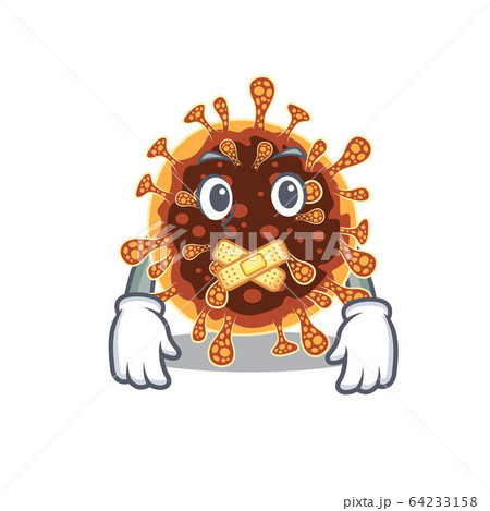 Gamma coronavirus mascot cartoon character design with silent gesture Gamma coronavirus mascot cartoon character design with silent gesture 64233158