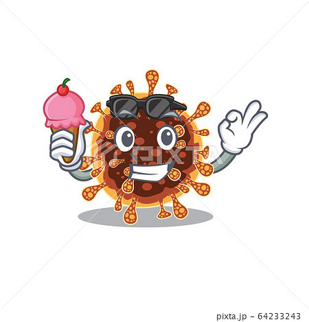 cartoon character of gamma coronavirus holding an ice cream cartoon character of gamma coronavirus holding an ice cream 64233243