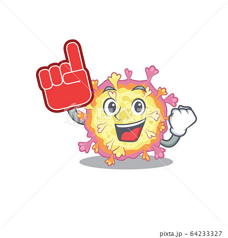 Coronaviridae virus mascot cartoon style with Foam finger Coronaviridae virus mascot cartoon style with Foam finger 64233327