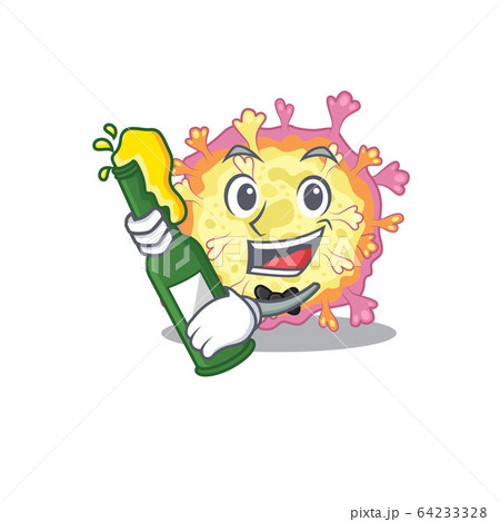Coronaviridae virus with bottle of beer mascot cartoon style Coronaviridae virus with bottle of beer mascot cartoon style 64233328