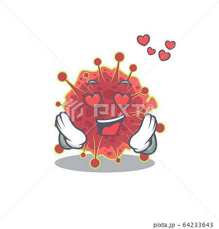 Cute coronaviridae cartoon character has a falling in love face 64233643