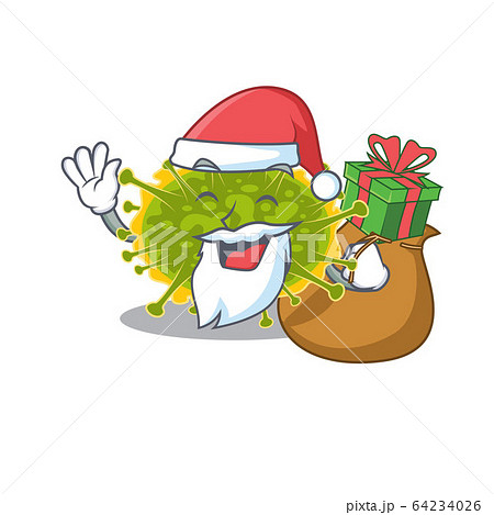 Cartoon design of insthoviricetes Santa with Christmas gift 64234026