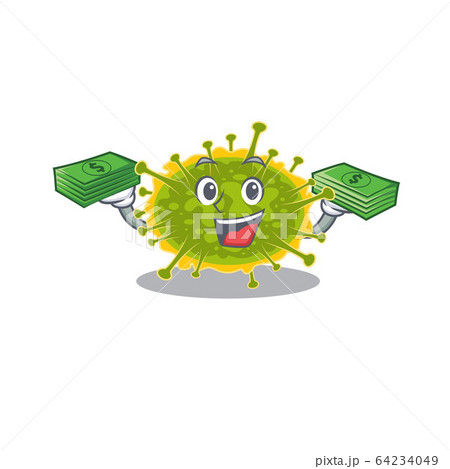 A wealthy insthoviricetes cartoon character having money on hands 64234049