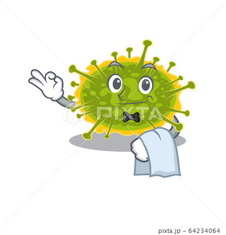 A cartoon character of insthoviricetes waiter working in the restaurant 64234064