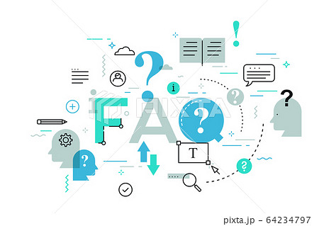 Frequently asked questions, user manual or guide, instructions and assistance concept. 64234797