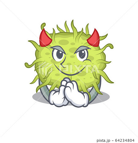 bacteria coccus dressed as devil cartoon character design style 64234804