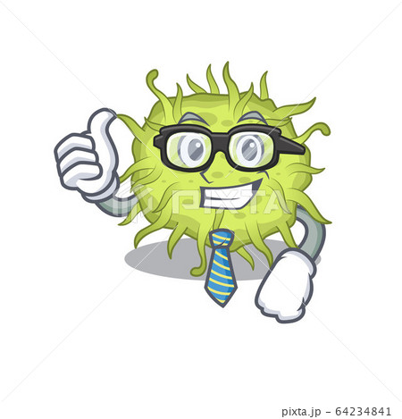 An elegant bacteria coccus Businessman mascot design wearing glasses and tie 64234841