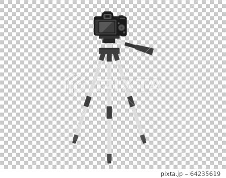 Illustration of SLR camera and tripod 64235619