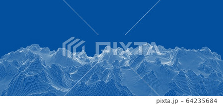 Abstract 3d wire-frame landscape. Blueprint style Abstract 3d wire-frame landscape. Blueprint style 64235684