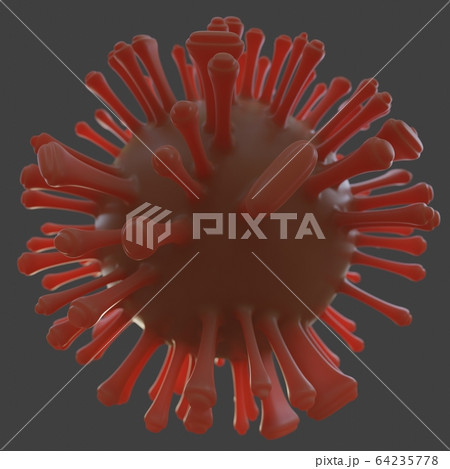 Virus. Abstract red 3d microbe on gray background 64235778