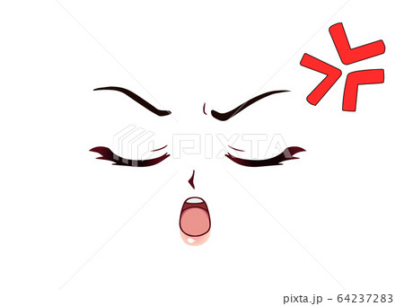 Angry anime style face with closed eyes 64237283