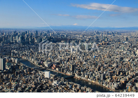 東京都 東京スカイツリー 展望台からの眺め 西方面 の写真素材