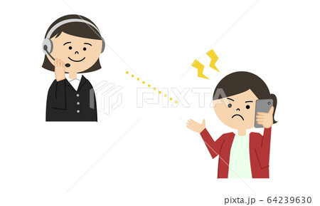 コールセンター クレーム 女性のイラスト素材