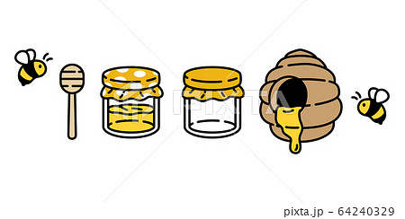 Honey Bee Vector Jam Bottle Icon Honeycomb Bear のイラスト素材