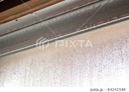 結露したアルミサッシの窓 結露したアルミサッシの窓 64242586