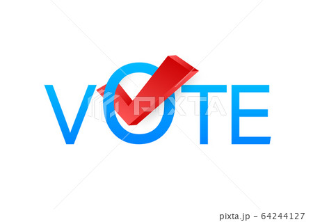 Vote symbols. Check mark icon. Vote label on white Vote symbols. Check mark icon. Vote label on white 64244127