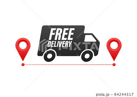Free delivery. Badge with truck. Vector stock Free delivery. Badge with truck. Vector stock 64244317