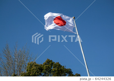 風になびく日本国旗 風になびく日本国旗 64244326