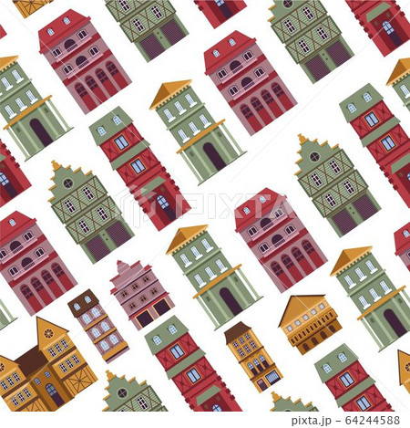 Buildings of old town, antique architecture seamless pattern 64244588