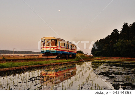 ひたちなか海浜鉄道湊線、中根・金上駅間を走る普通列車(ミキ300形) ひたちなか海浜鉄道湊線、中根・金上駅間を走る普通列車(ミキ300形) 64244868