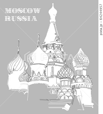 Vector image with Saint Basil's Cathedral in Vector image with Saint Basil's Cathedral in 64244957