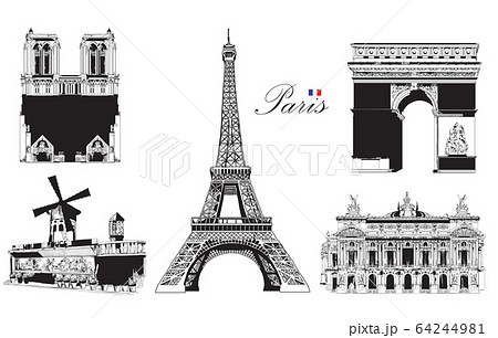 Set of landmarks of Paris 64244981