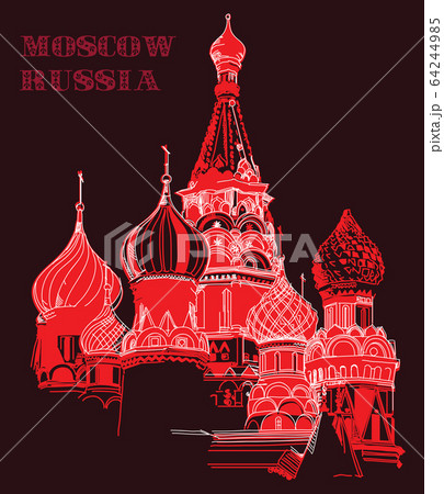 Vector colorful image with Saint Basils Cathedral 64244985
